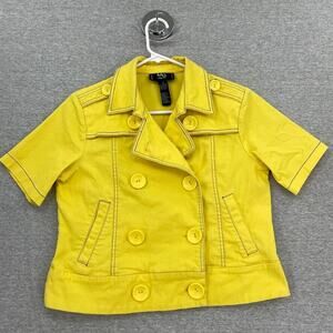 Vintage MG Originals Blazer Top Womens 10 Yellow Cropped Jacket Shoulder Pads